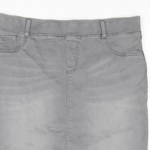 Dorothy Perkins Womens Grey Cotton Straight & Pencil Skirt Size 10