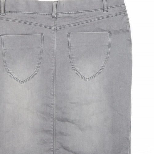 Dorothy Perkins Womens Grey Cotton Straight & Pencil Skirt Size 10
