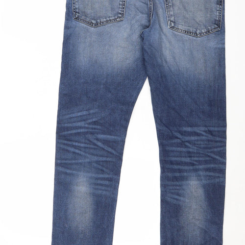 H&M Mens Blue Cotton Blend Skinny Jeans Size 34 in Regular Button