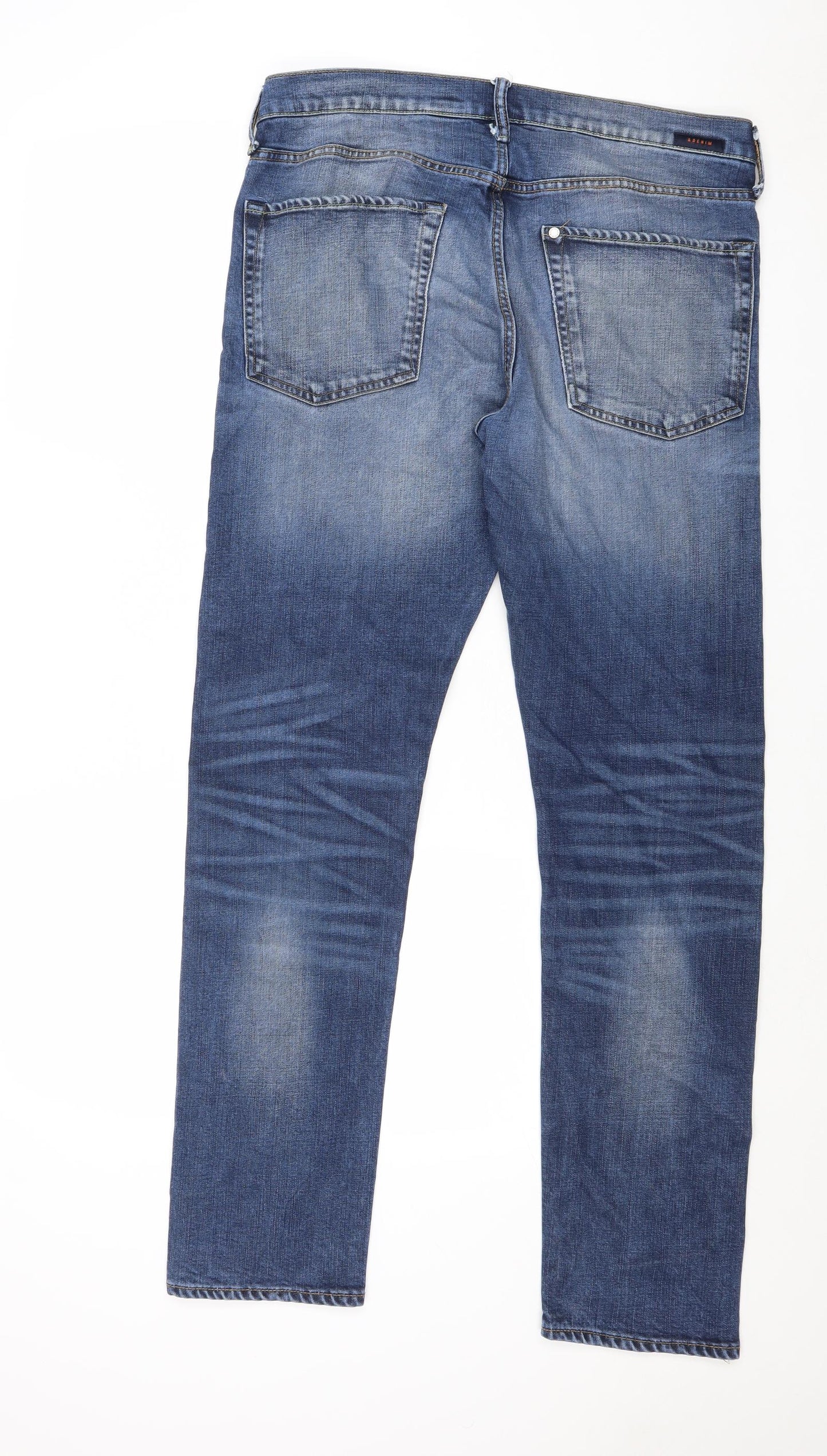 H&M Mens Blue Cotton Blend Skinny Jeans Size 34 in Regular Button