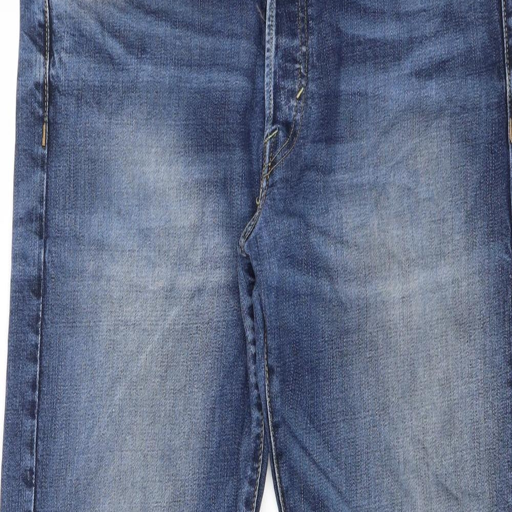 H&M Mens Blue Cotton Blend Skinny Jeans Size 34 in Regular Button