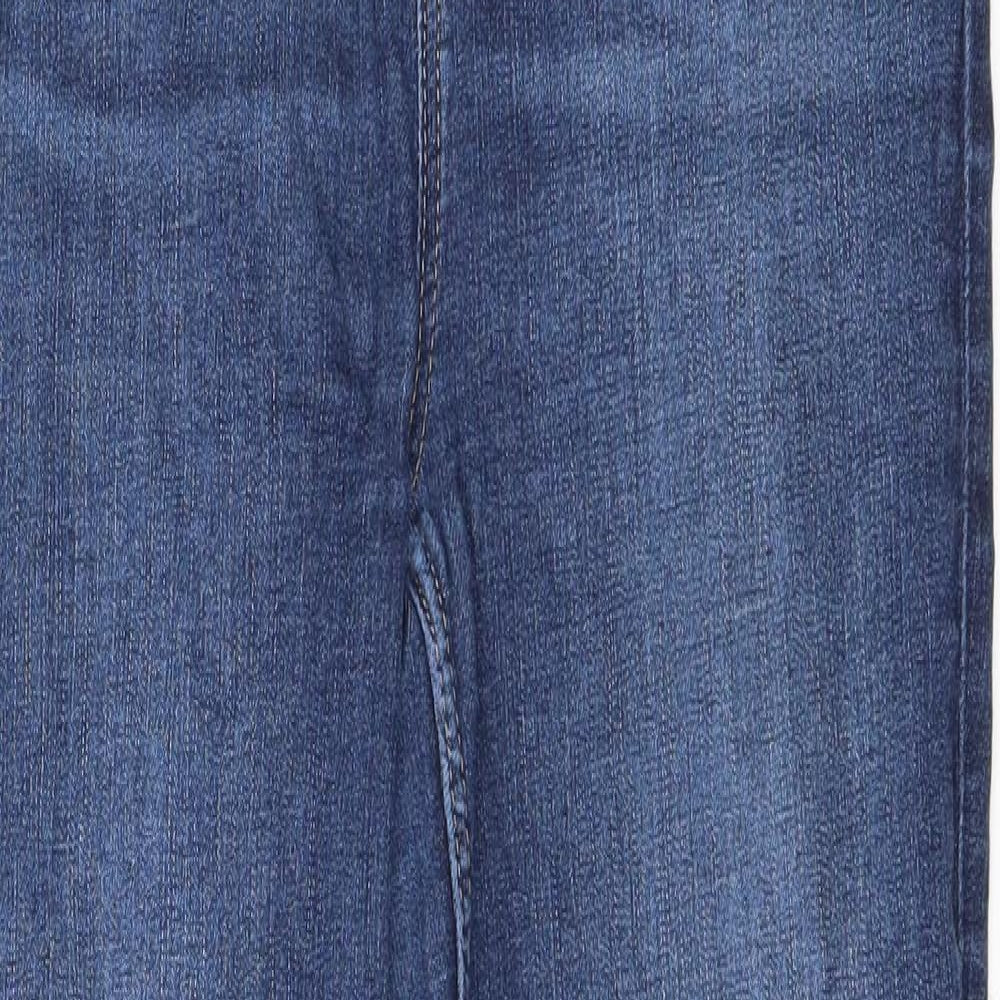 Marks and Spencer Womens Blue Cotton Straight Jeans Size 12 Regular Zip