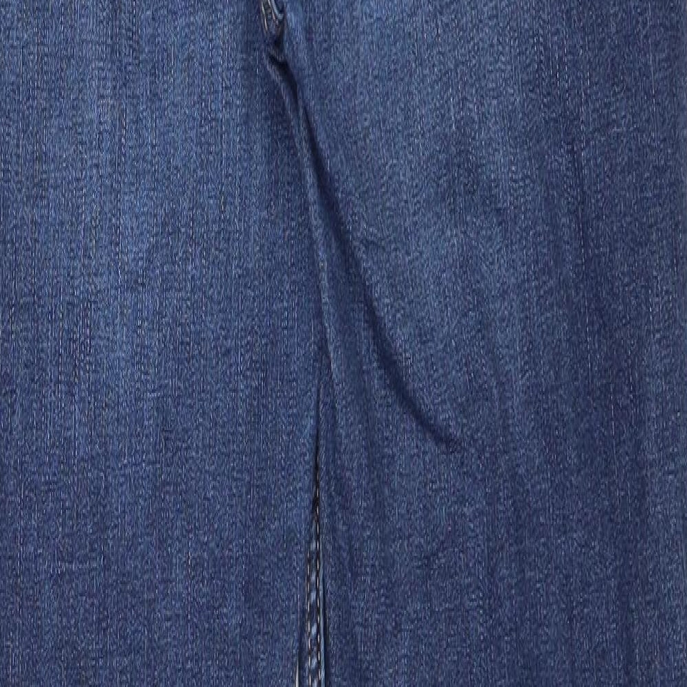 Marks and Spencer Womens Blue Cotton Straight Jeans Size 12 Regular Zip