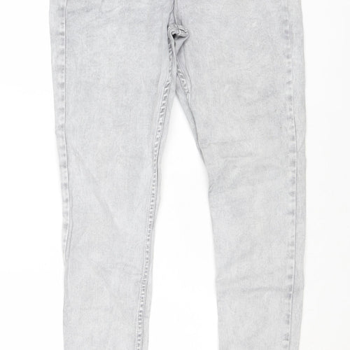 New Look Womens Grey Cotton Skinny Jeans Size 12 Regular Zip