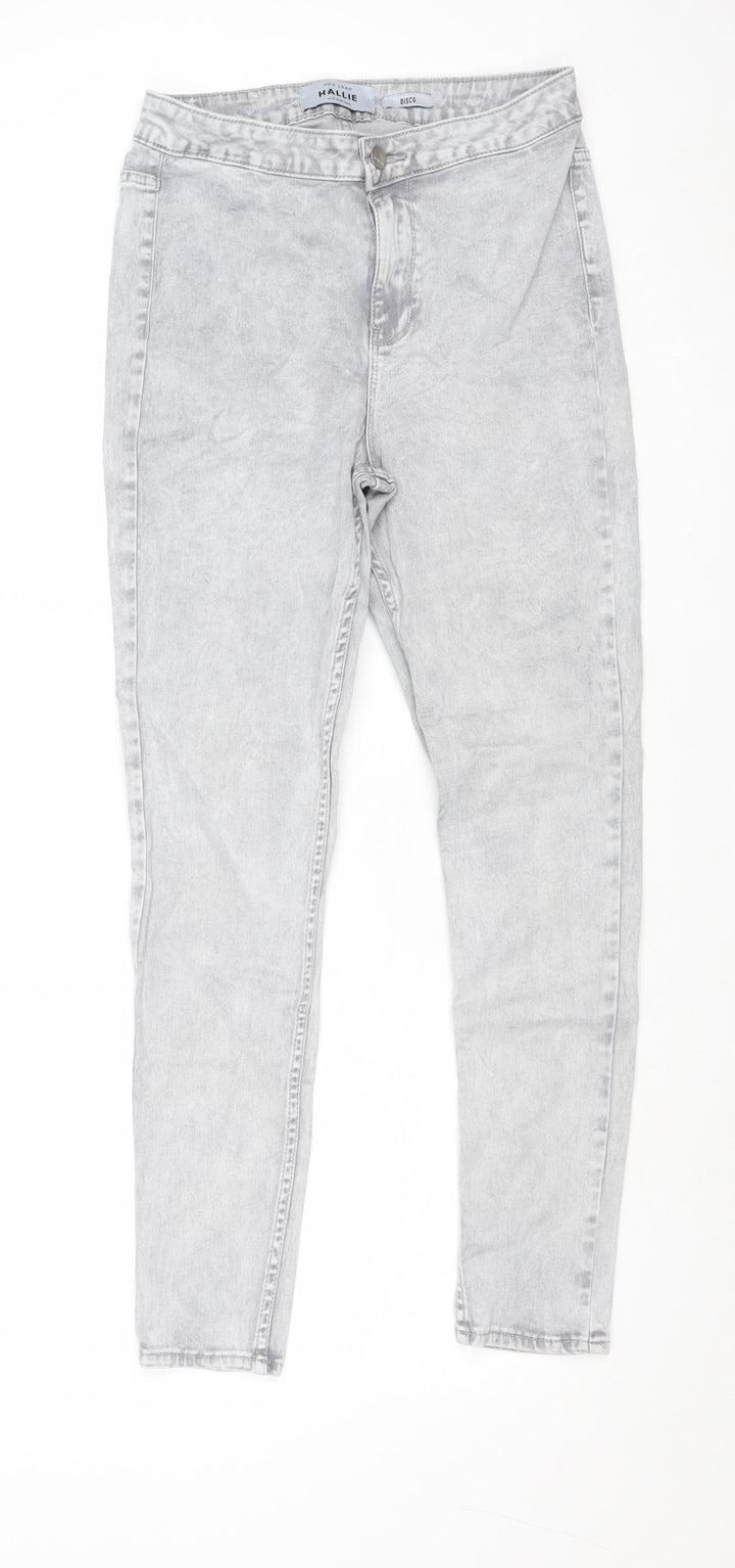 New Look Womens Grey Cotton Skinny Jeans Size 12 Regular Zip