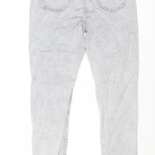 New Look Womens Grey Cotton Skinny Jeans Size 12 Regular Zip