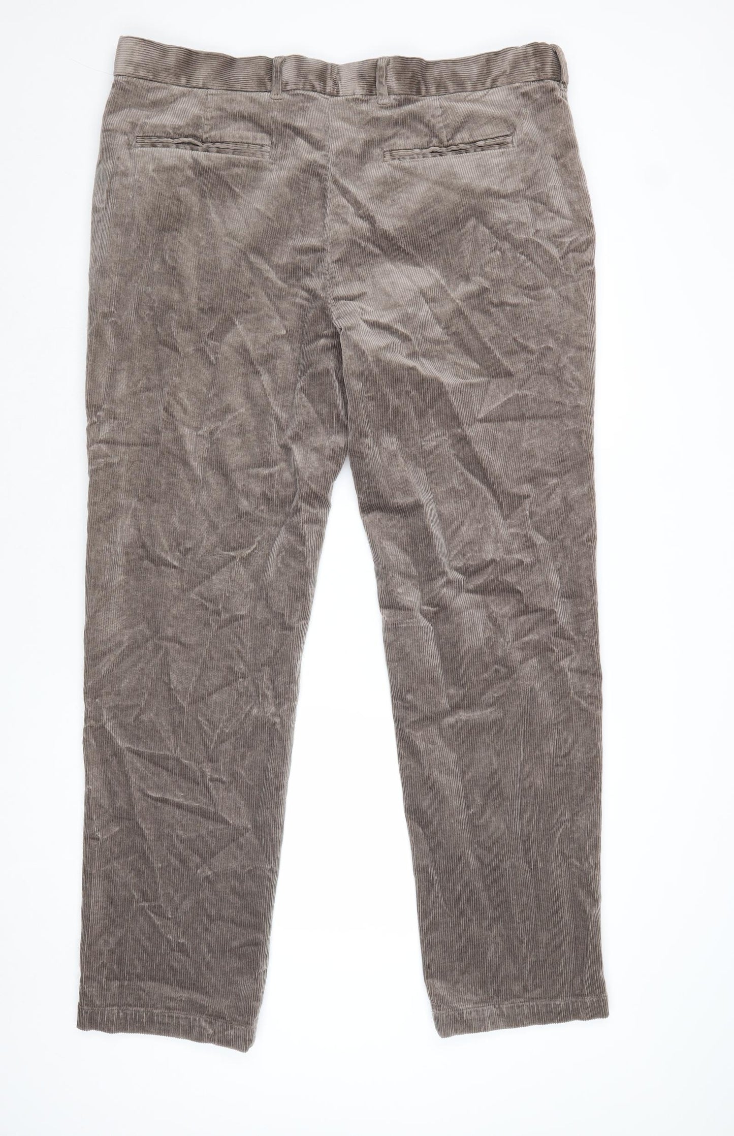 Marks and Spencer Mens Brown Cotton Trousers Size 40 in Regular Zip