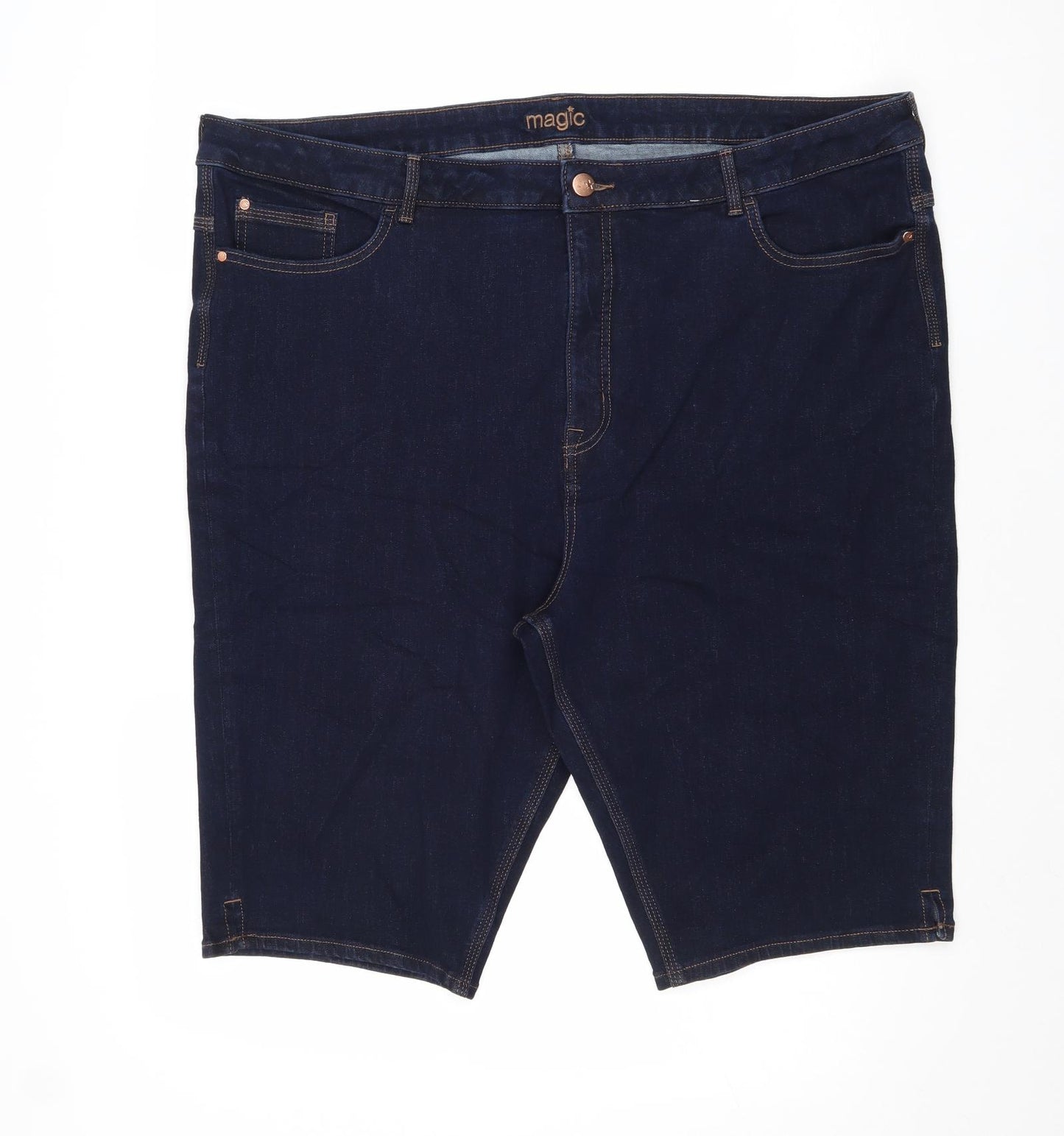 Marks and Spencer Womens Blue Cotton Skimmer Shorts Size 24 Regular Zip