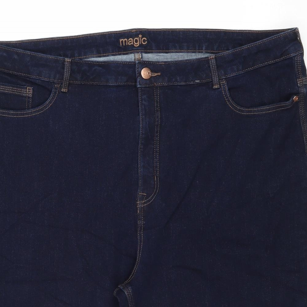 Marks and Spencer Womens Blue Cotton Skimmer Shorts Size 24 Regular Zip
