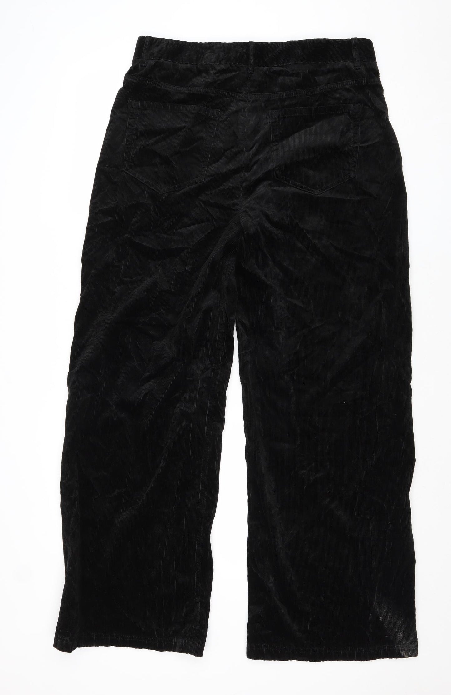 Per Una Womens Black Cotton Trousers Size 14 Regular Zip