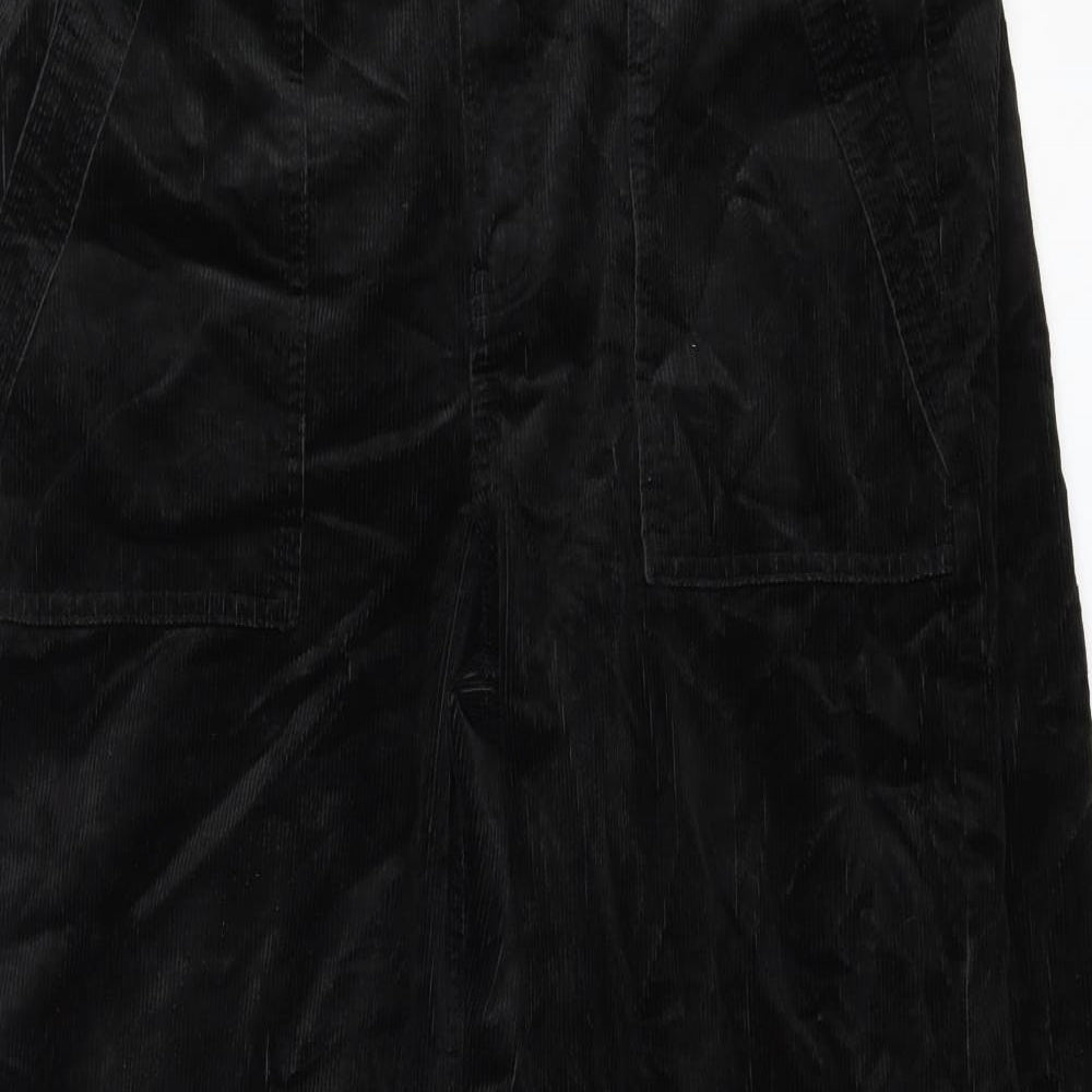 Per Una Womens Black Cotton Trousers Size 14 Regular Zip