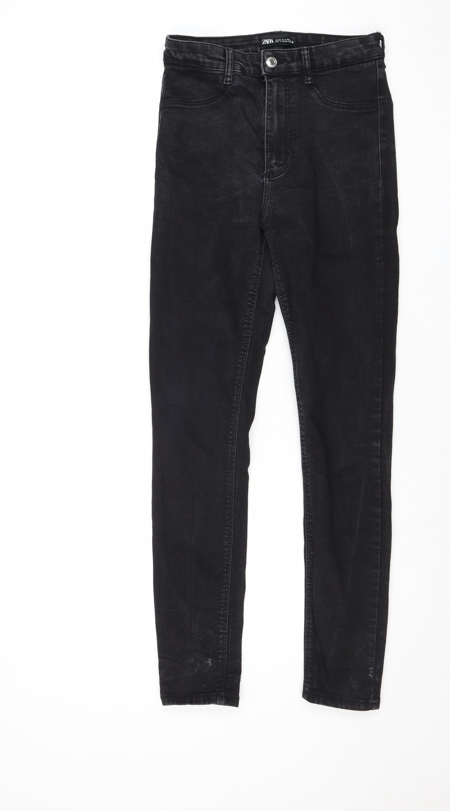Zara Womens Black Cotton Skinny Jeans Size 6 Regular Zip