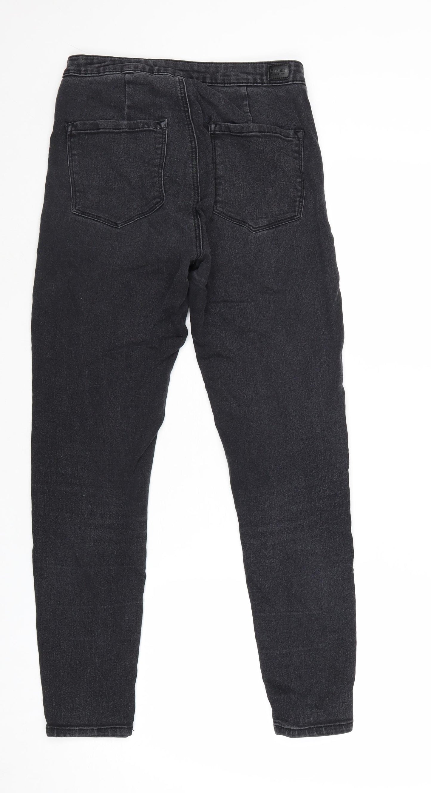 Bershka Womens Grey Cotton Skinny Jeans Size 10 Regular Zip
