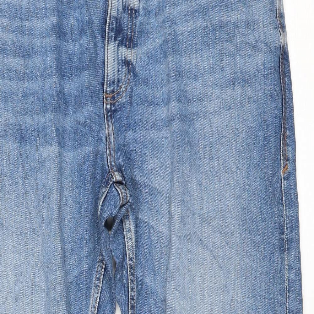 Marks and Spencer Mens Blue Cotton Straight Jeans Size 34 in Regular Zip