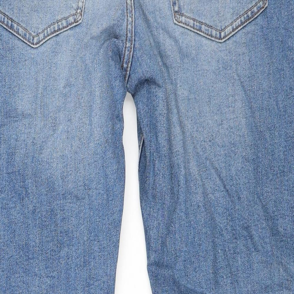 Marks and Spencer Mens Blue Cotton Straight Jeans Size 34 in Regular Zip
