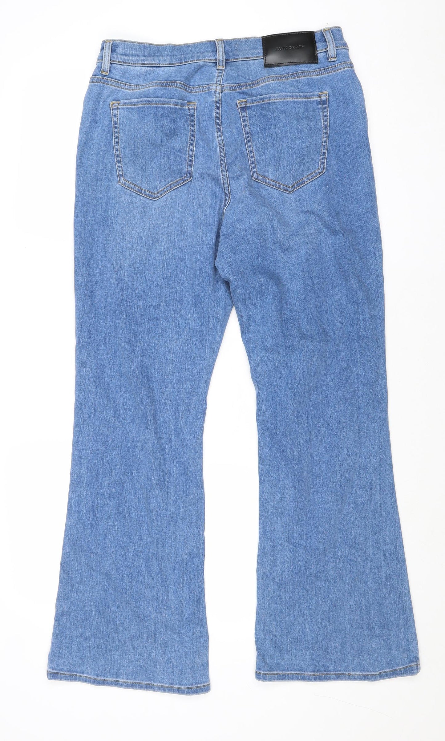 Autograph Womens Blue Cotton Bootcut Jeans Size 14 Regular Zip
