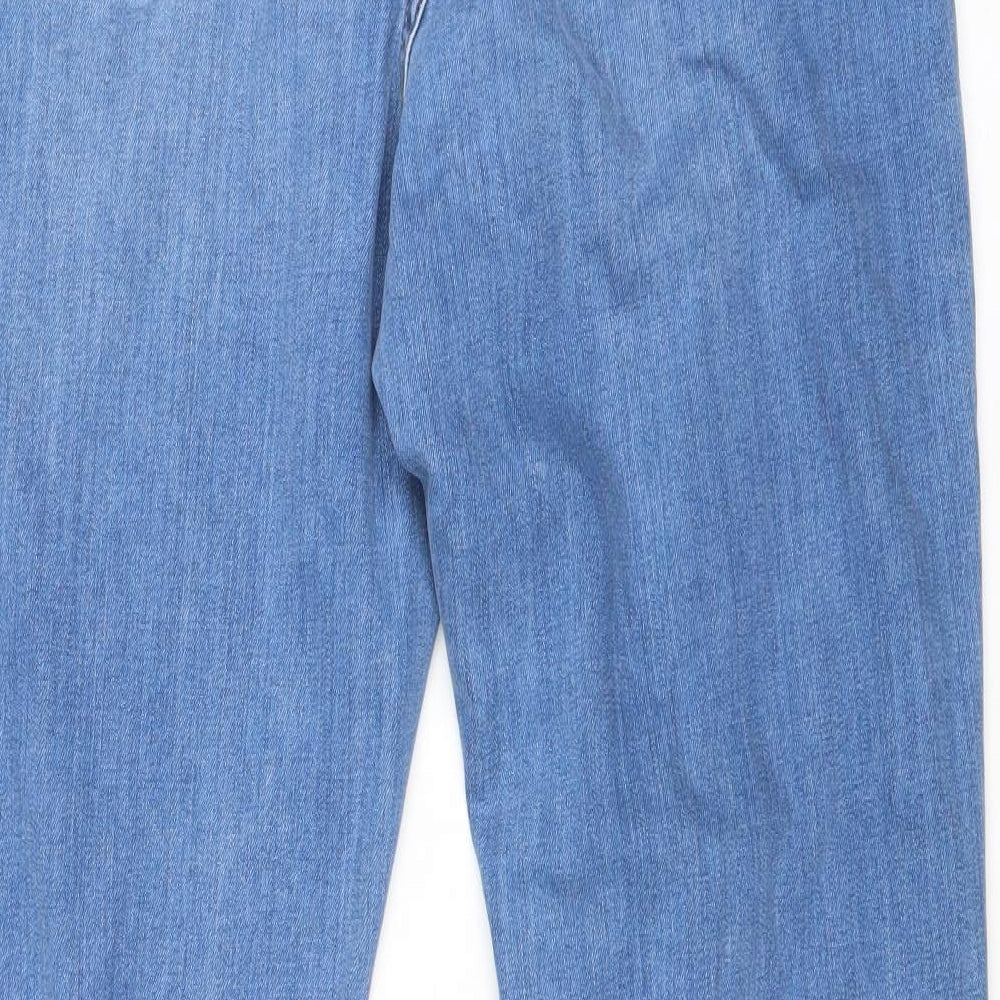 Autograph Womens Blue Cotton Bootcut Jeans Size 14 Regular Zip