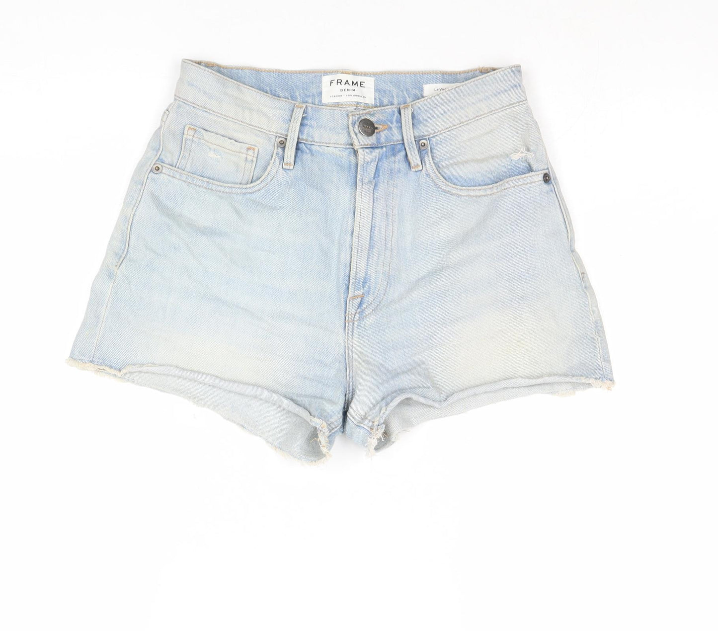FRAME Womens Blue Cotton Mom Shorts Size 26 in Regular Zip