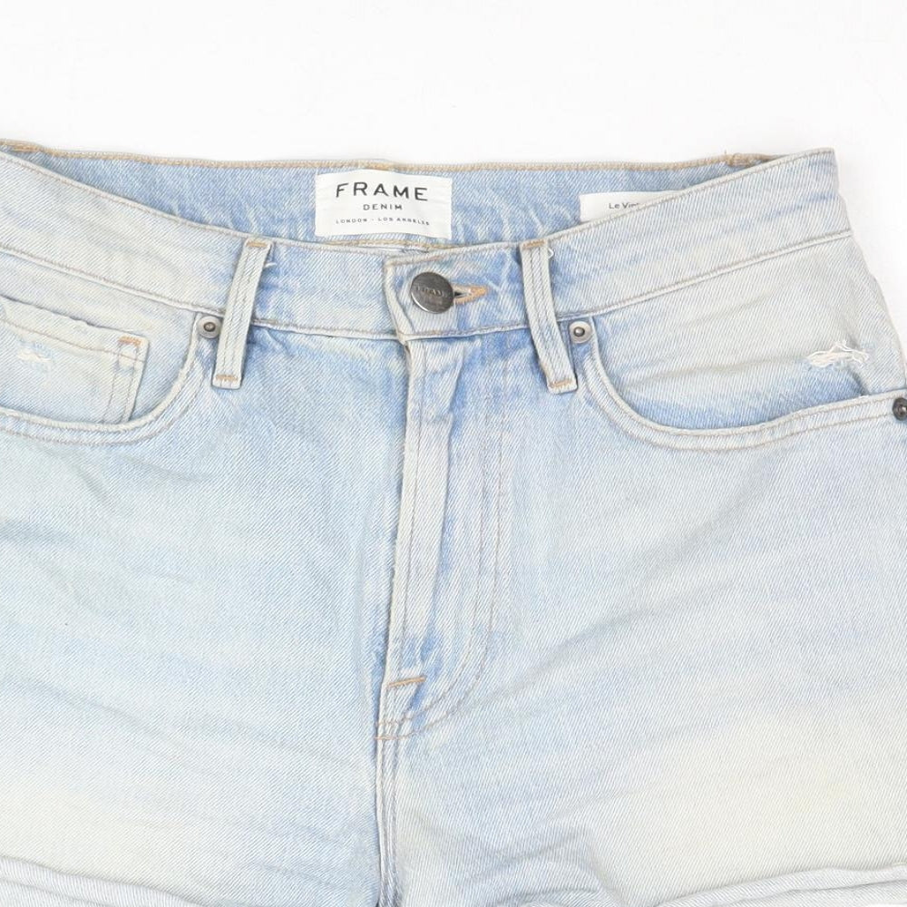 FRAME Womens Blue Cotton Mom Shorts Size 26 in Regular Zip