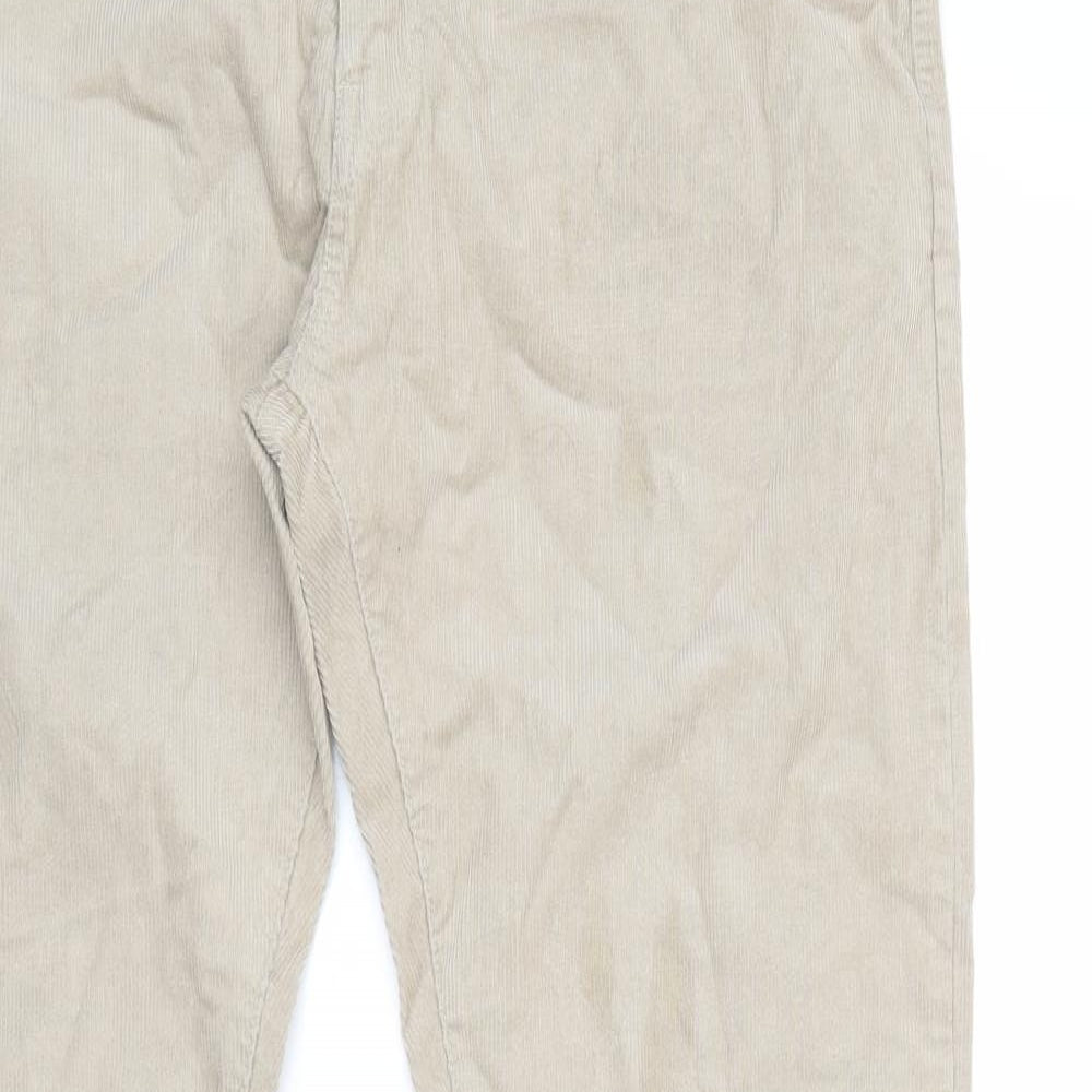 Marks and Spencer Mens Beige Cotton Trousers Size 34 in Regular Zip
