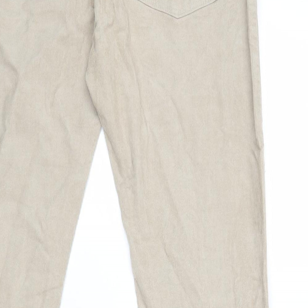 Marks and Spencer Mens Beige Cotton Trousers Size 34 in Regular Zip