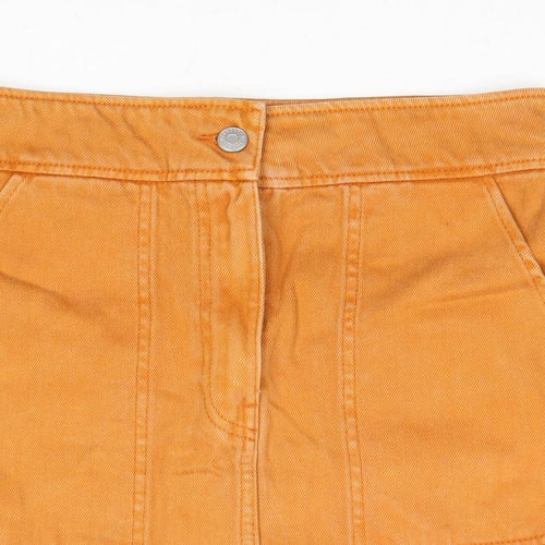 Weekday Womens Orange Cotton Mini Skirt Size 8 Zip