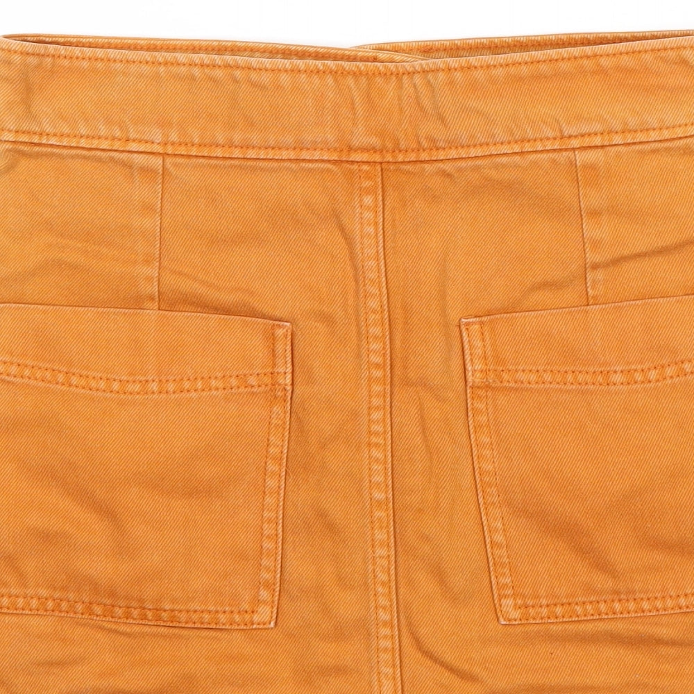 Weekday Womens Orange Cotton Mini Skirt Size 8 Zip