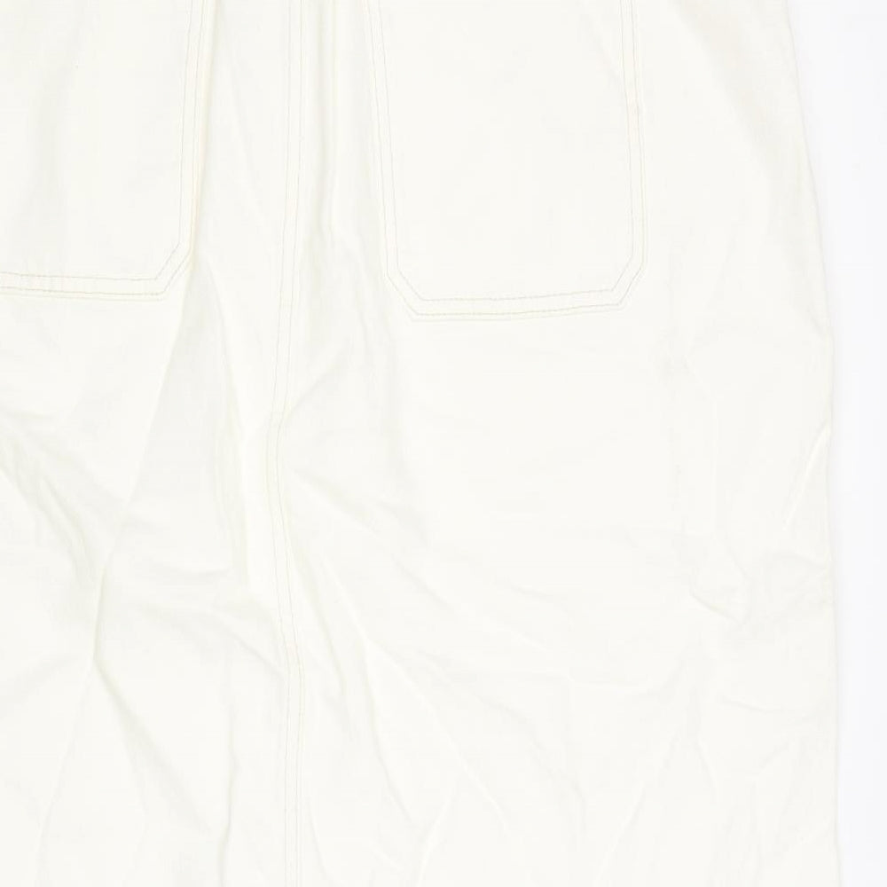 Marks and Spencer Womens White Cotton A-Line Skirt Size 20 Zip