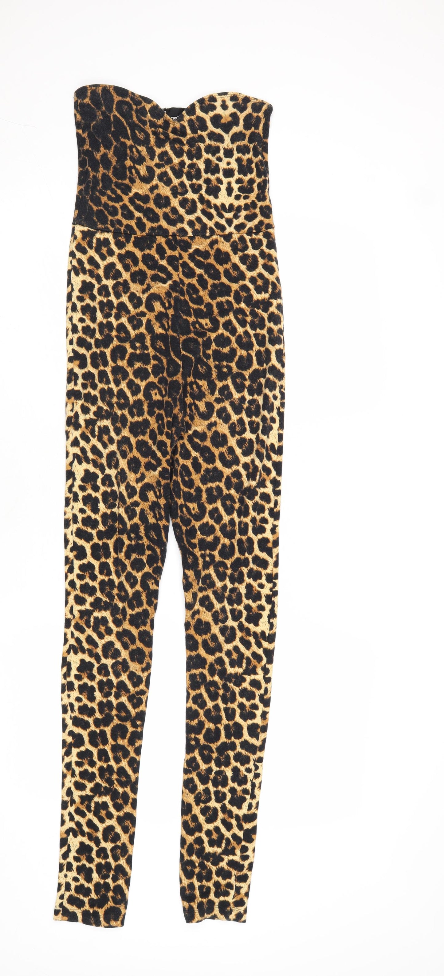ASOS Womens Multicoloured Animal Print Cotton Jumpsuit One-Piece Size 8 Pullover - Leopard Print