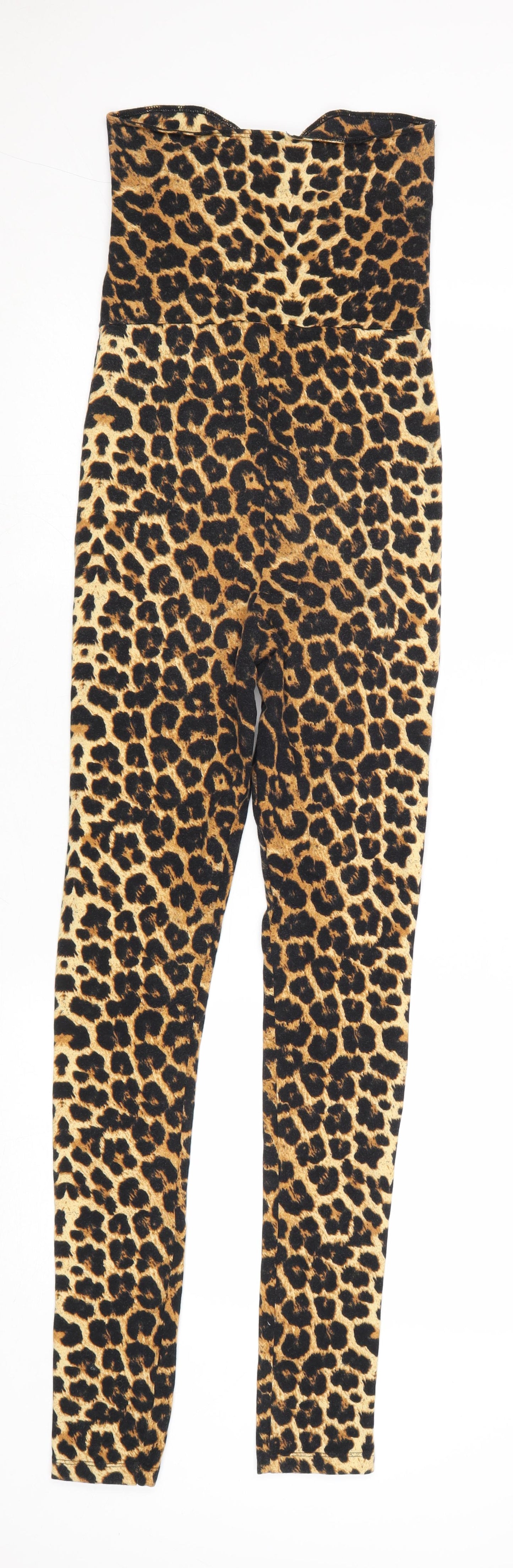 ASOS Womens Multicoloured Animal Print Cotton Jumpsuit One-Piece Size 8 Pullover - Leopard Print