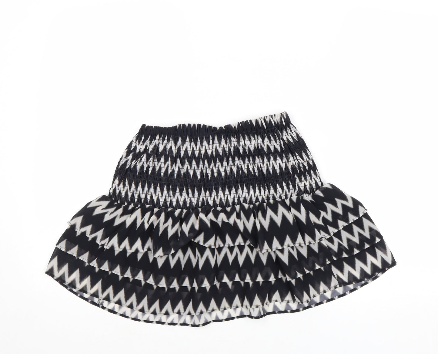 H&M Womens Black Geometric Polyester Skater Skirt Size 8