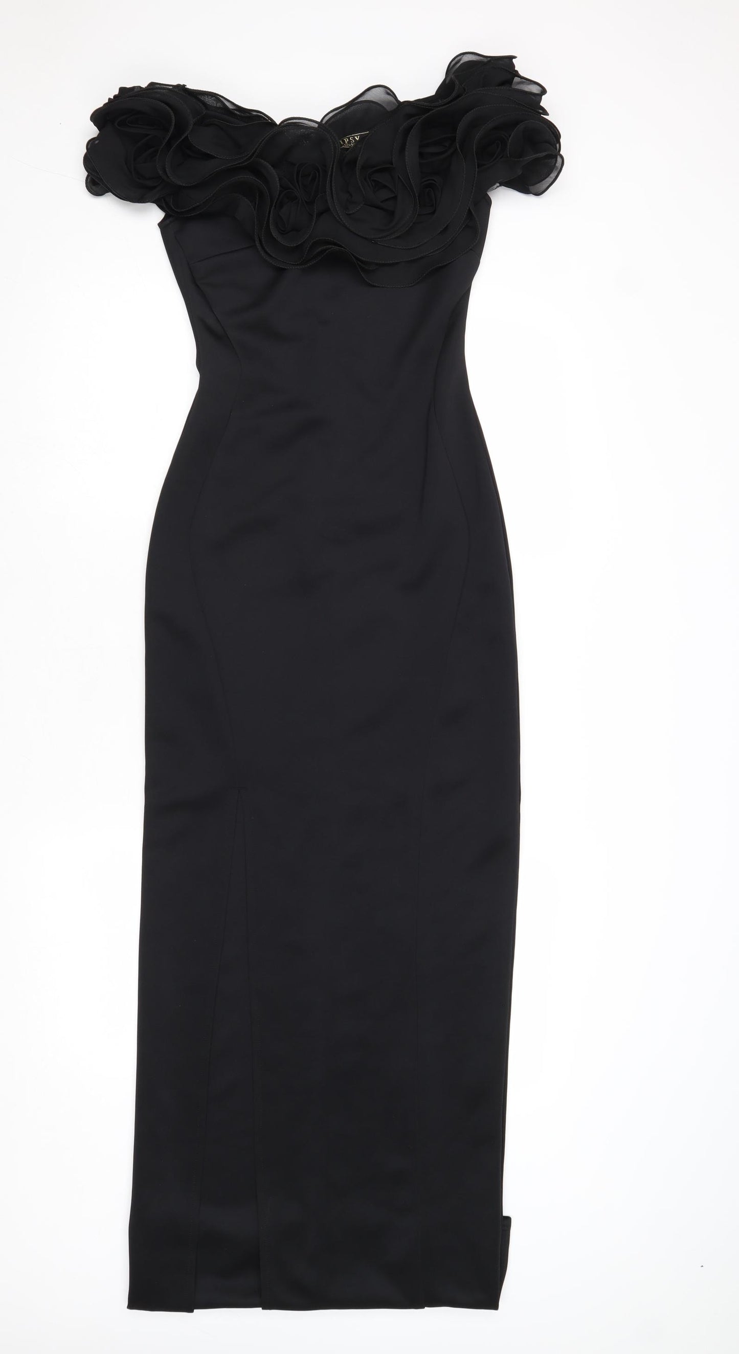 Lipsy Womens Black Polyester Ball Gown Size 8 Off the Shoulder Zip
