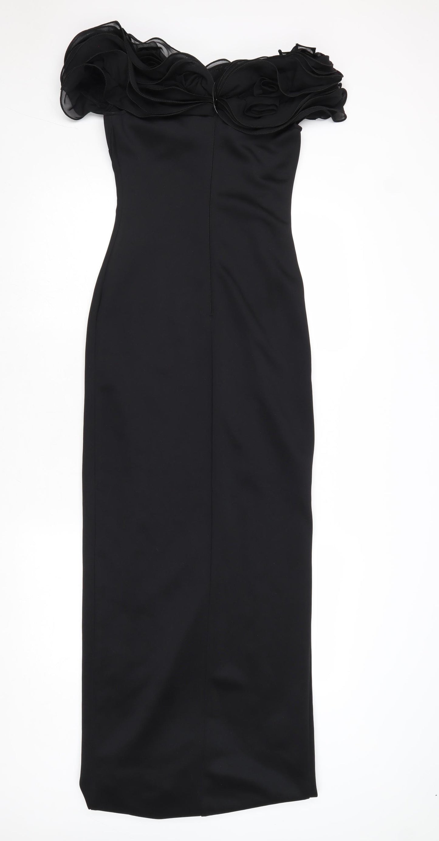 Lipsy Womens Black Polyester Ball Gown Size 8 Off the Shoulder Zip