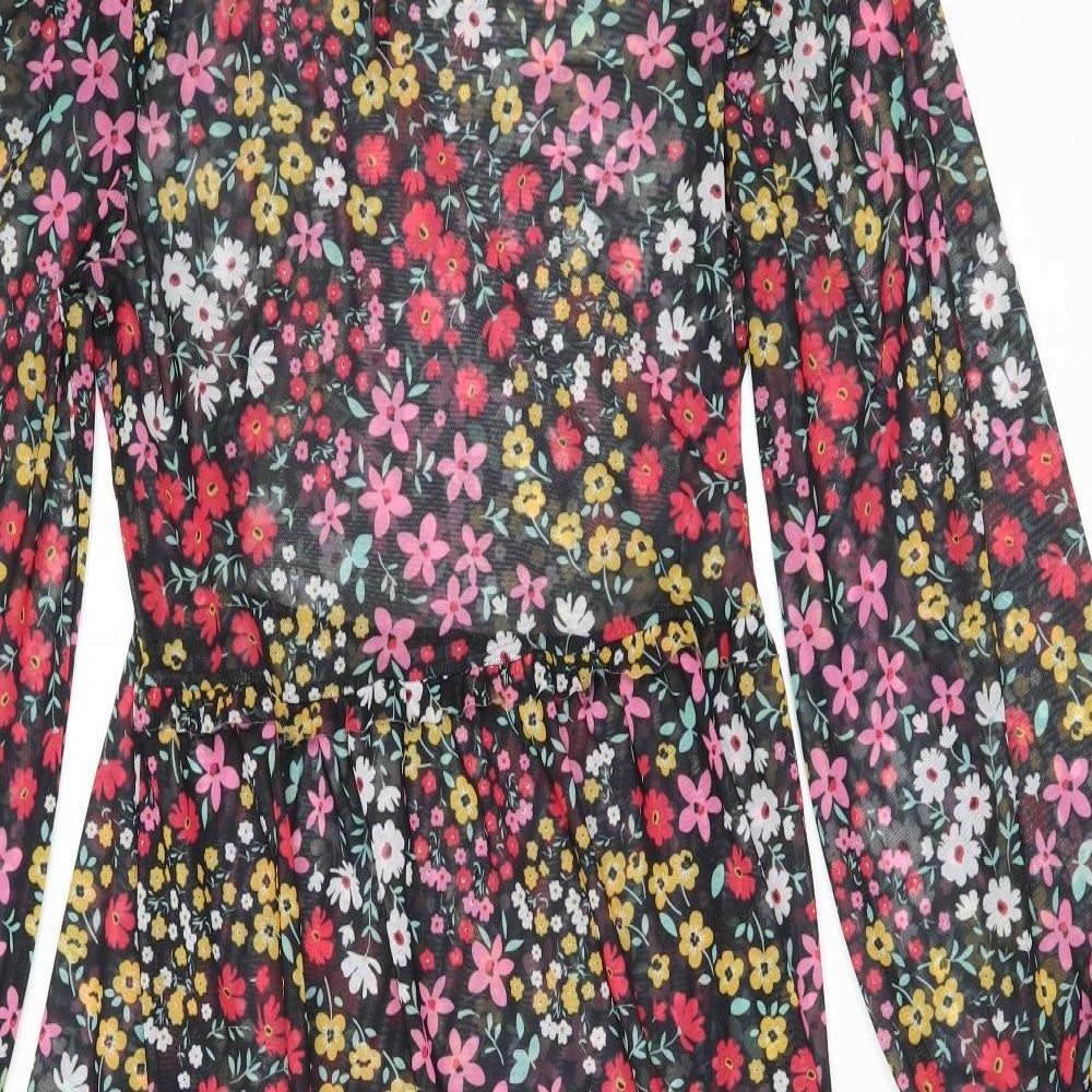 NEXT Womens Multicoloured Floral Polyester Trapeze & Swing Size 12 Round Neck Button