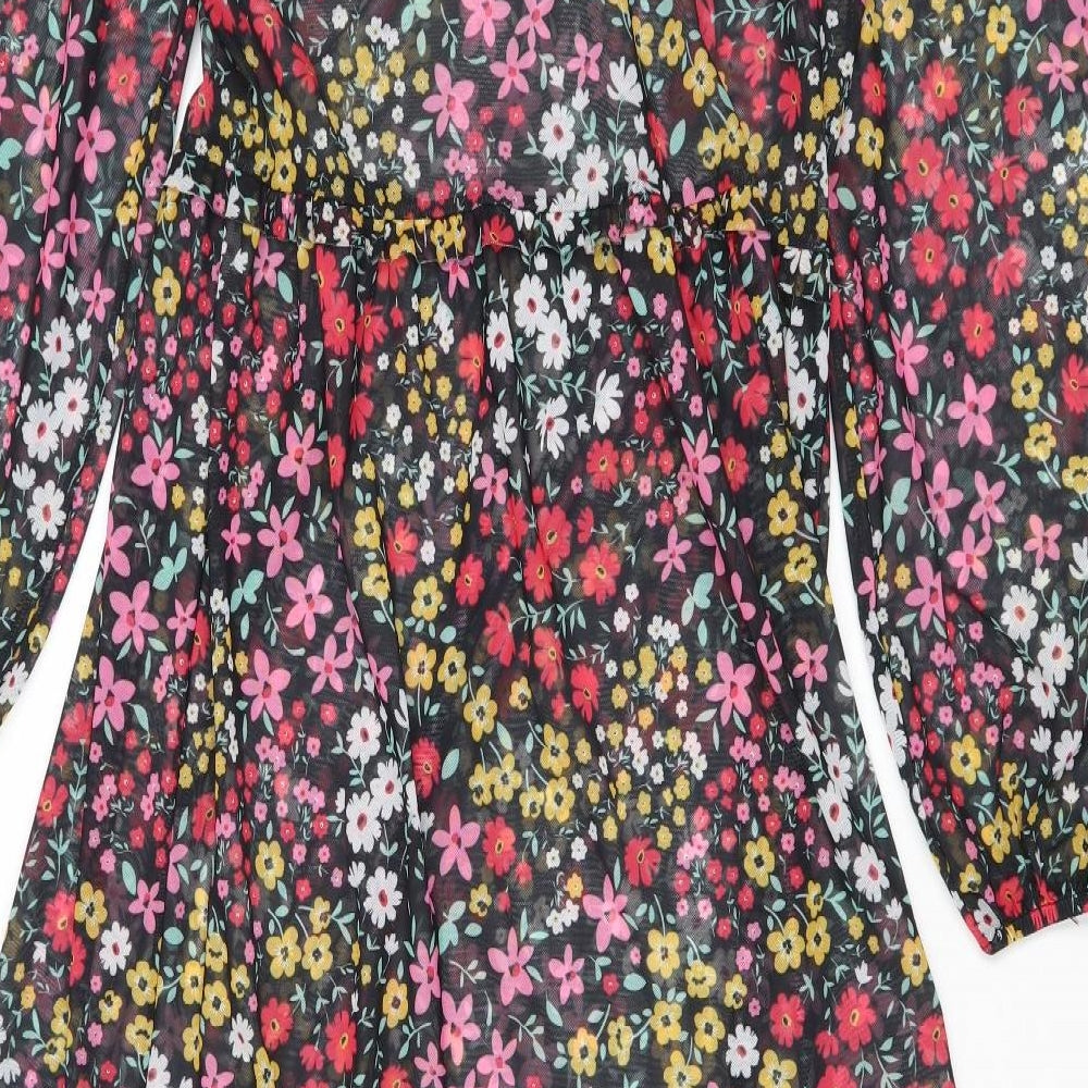 NEXT Womens Multicoloured Floral Polyester Trapeze & Swing Size 12 Round Neck Button
