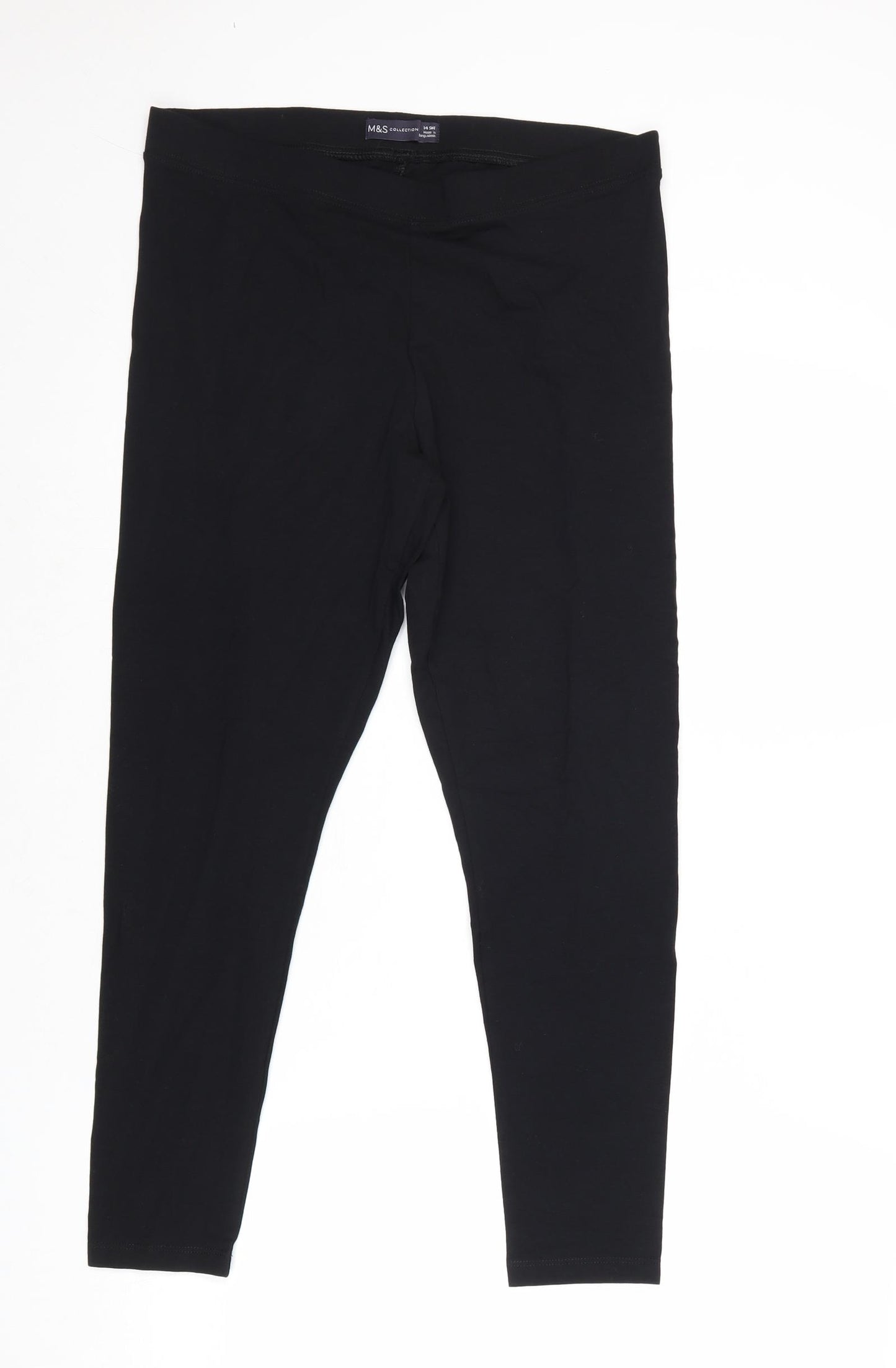Marks and Spencer Womens Black Cotton Carrot Leggings Size 14