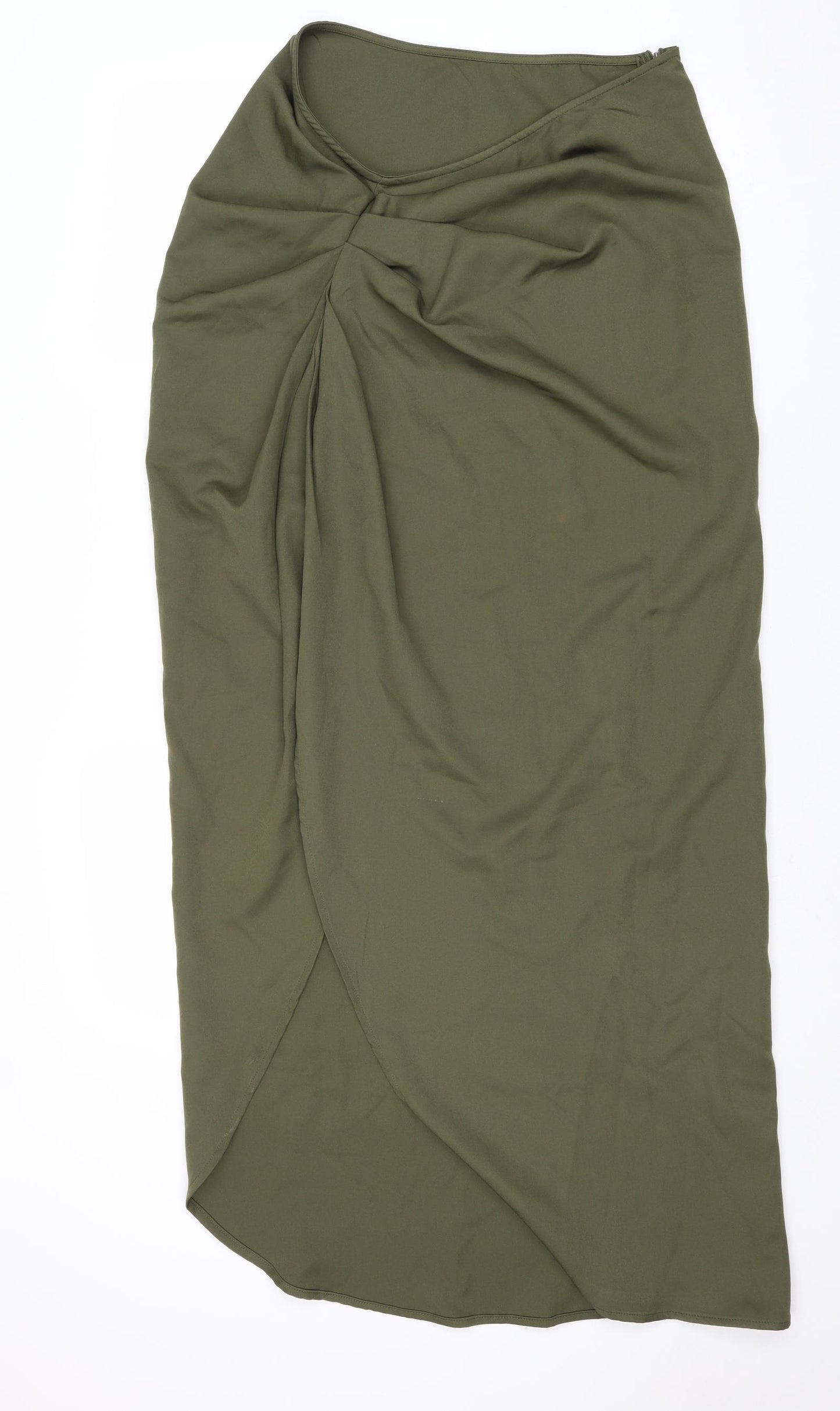 PRETTYLITTLETHING Womens Green Polyester Maxi Skirt Size 14 Zip