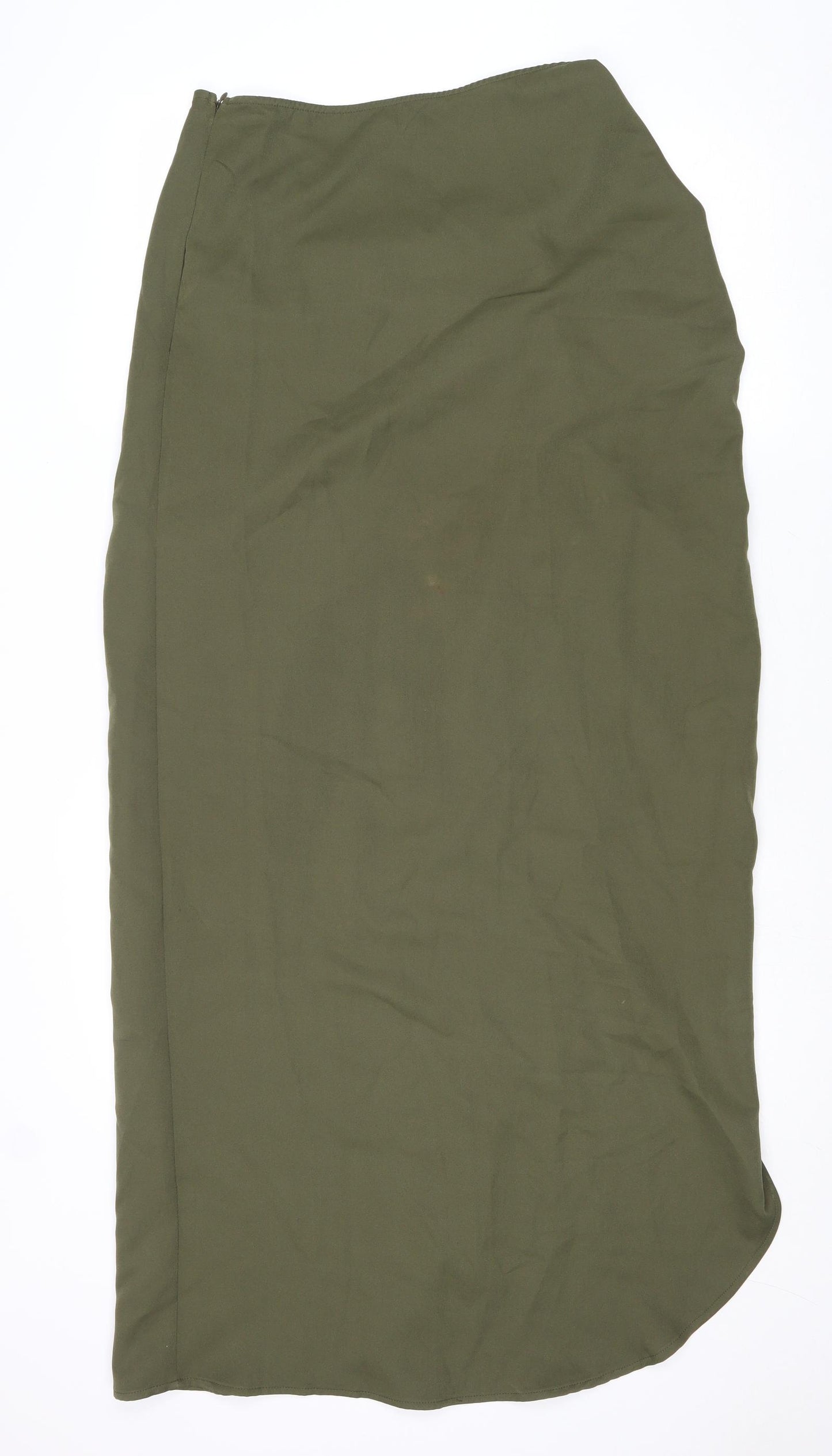 PRETTYLITTLETHING Womens Green Polyester Maxi Skirt Size 14 Zip