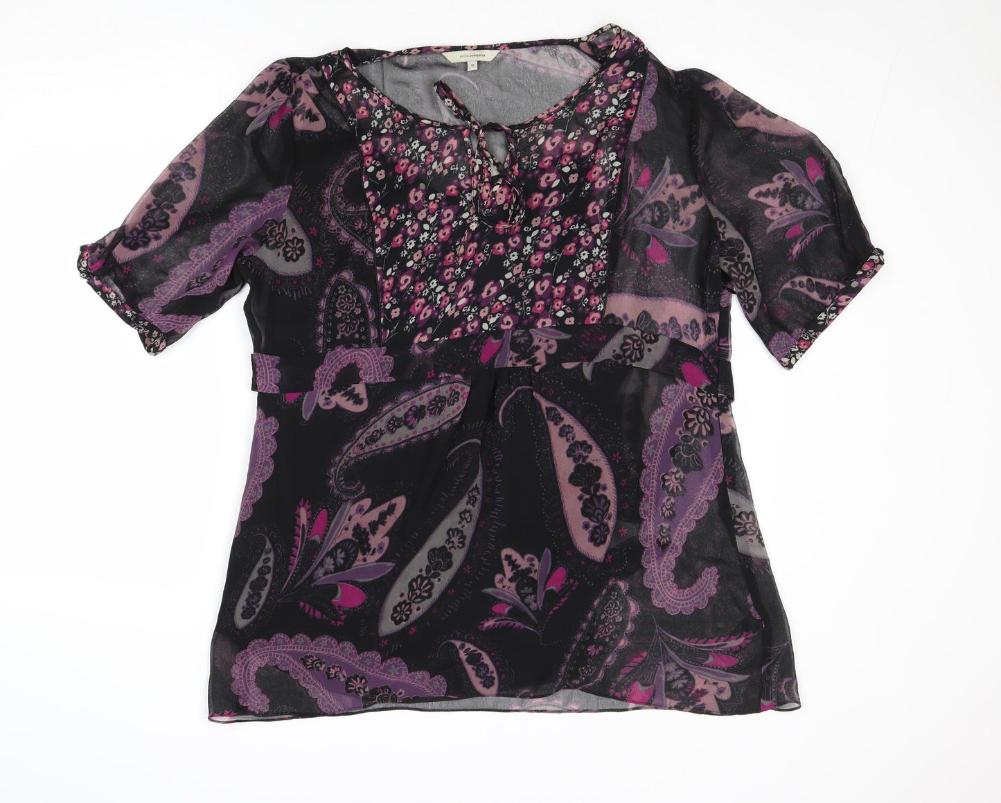 RJR.John Rocha Womens Multicoloured Paisley Polyester Basic Blouse Size 18 Boat Neck