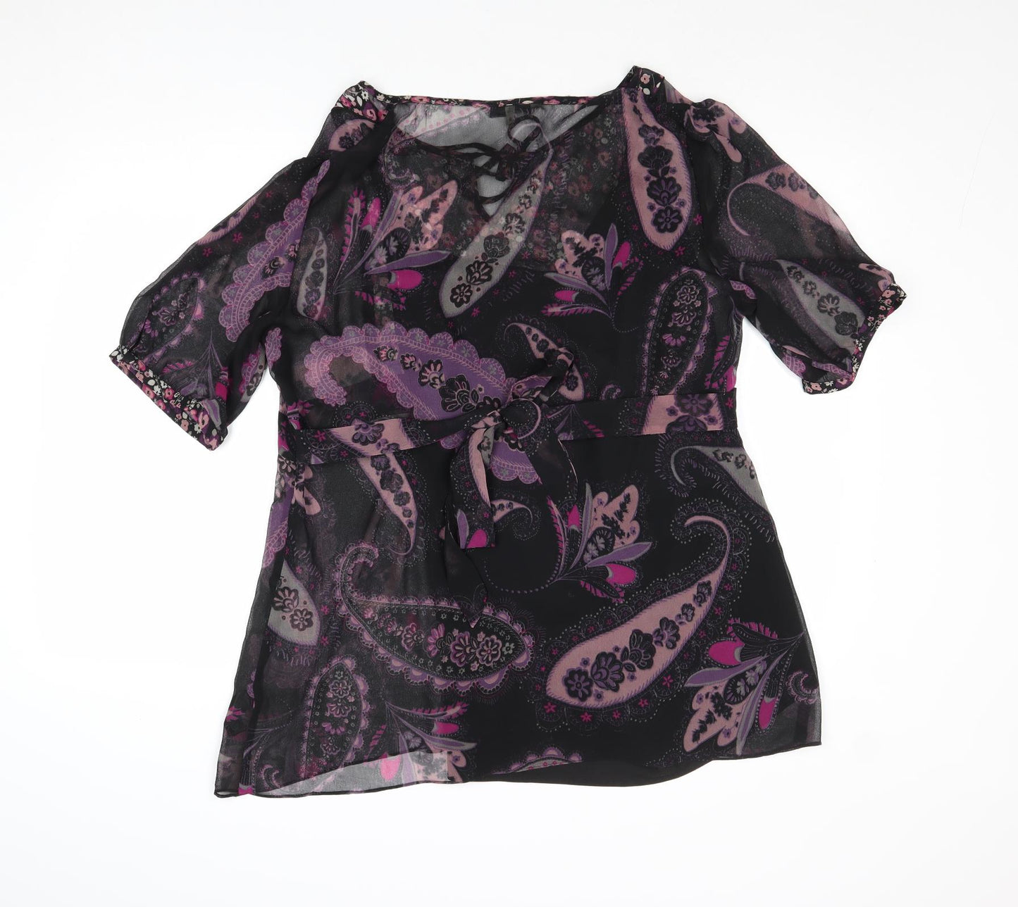 RJR.John Rocha Womens Multicoloured Paisley Polyester Basic Blouse Size 18 Boat Neck
