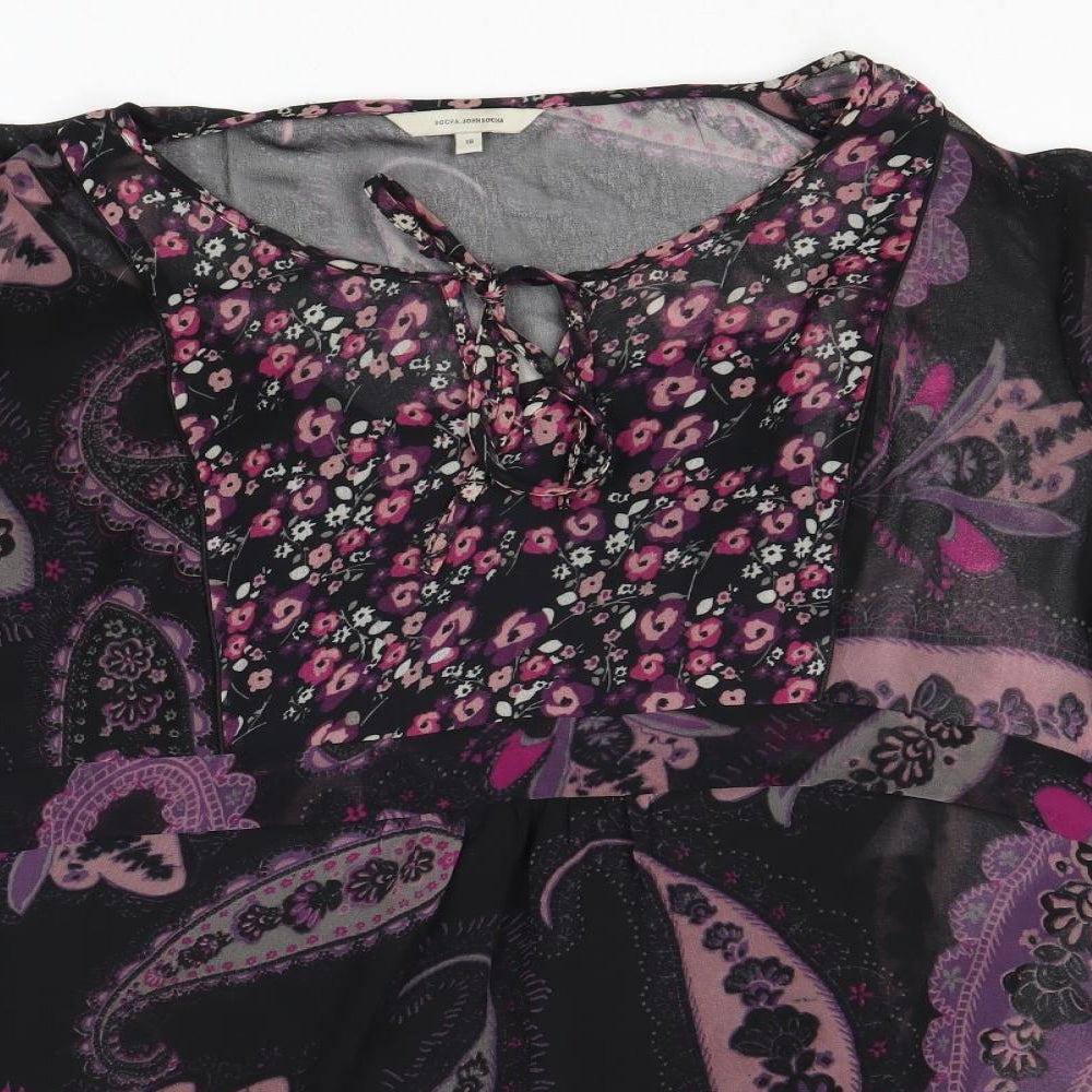 RJR.John Rocha Womens Multicoloured Paisley Polyester Basic Blouse Size 18 Boat Neck