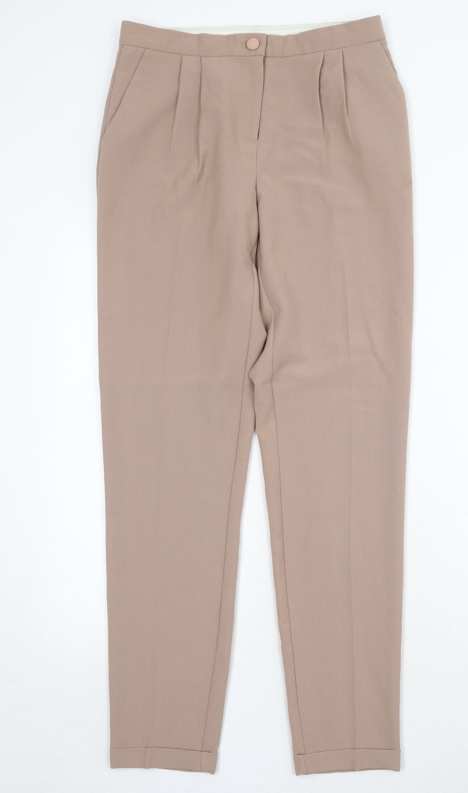 New Look Womens Beige Polyester Trousers Size 8 Regular Zip