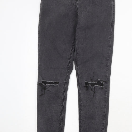 Topshop Womens Black Cotton Skinny Jeans Size 28 in Regular Zip