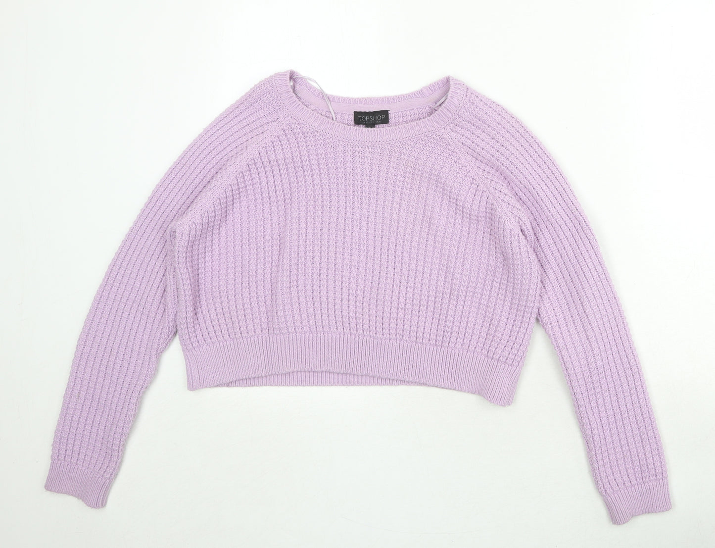 Topshop Womens Pink Round Neck Acrylic Pullover Jumper Size 8