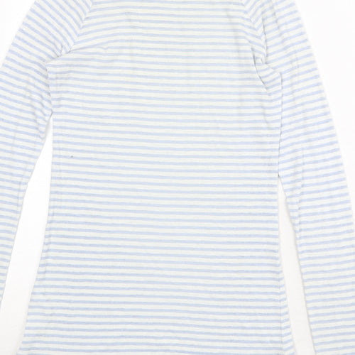 MTWTFSS Weekday Womens Blue Striped Cotton Basic T-Shirt Size S Round Neck