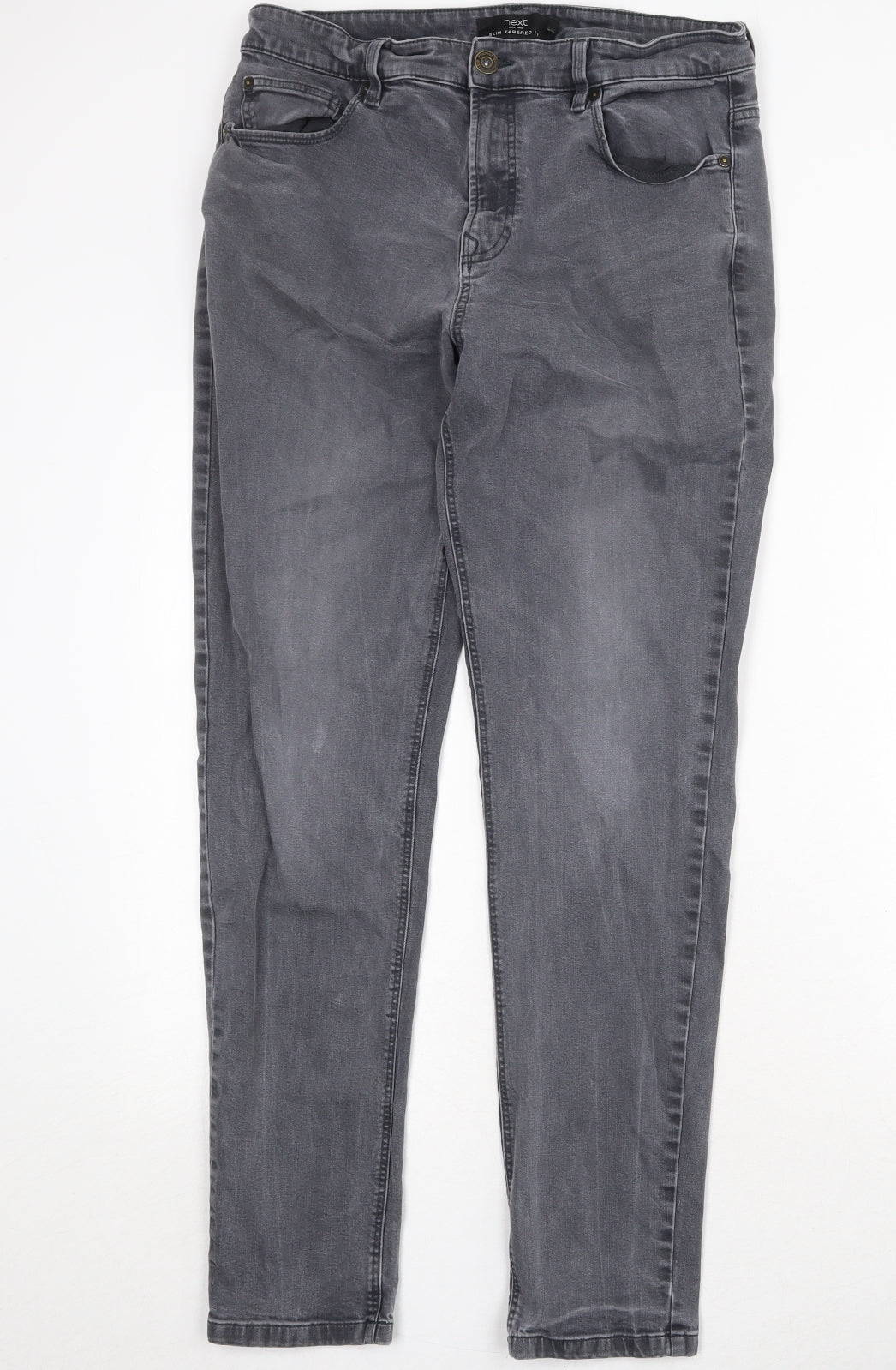 NEXT Mens Grey Cotton Skinny Jeans Size 34 in Regular Zip