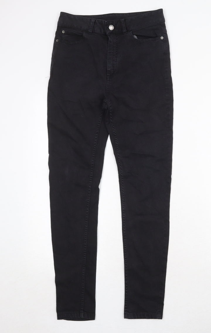 Marks and Spencer Womens Black Cotton Skinny Jeans Size 8 Regular Zip