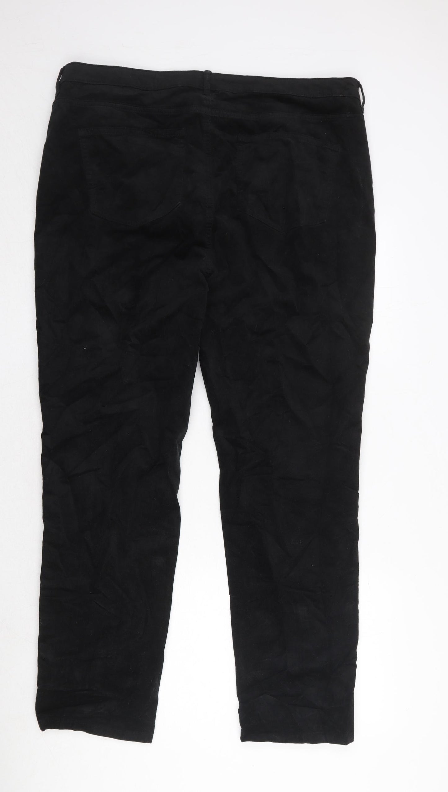 Marks and Spencer Womens Black Cotton Trousers Size 20 Regular Zip
