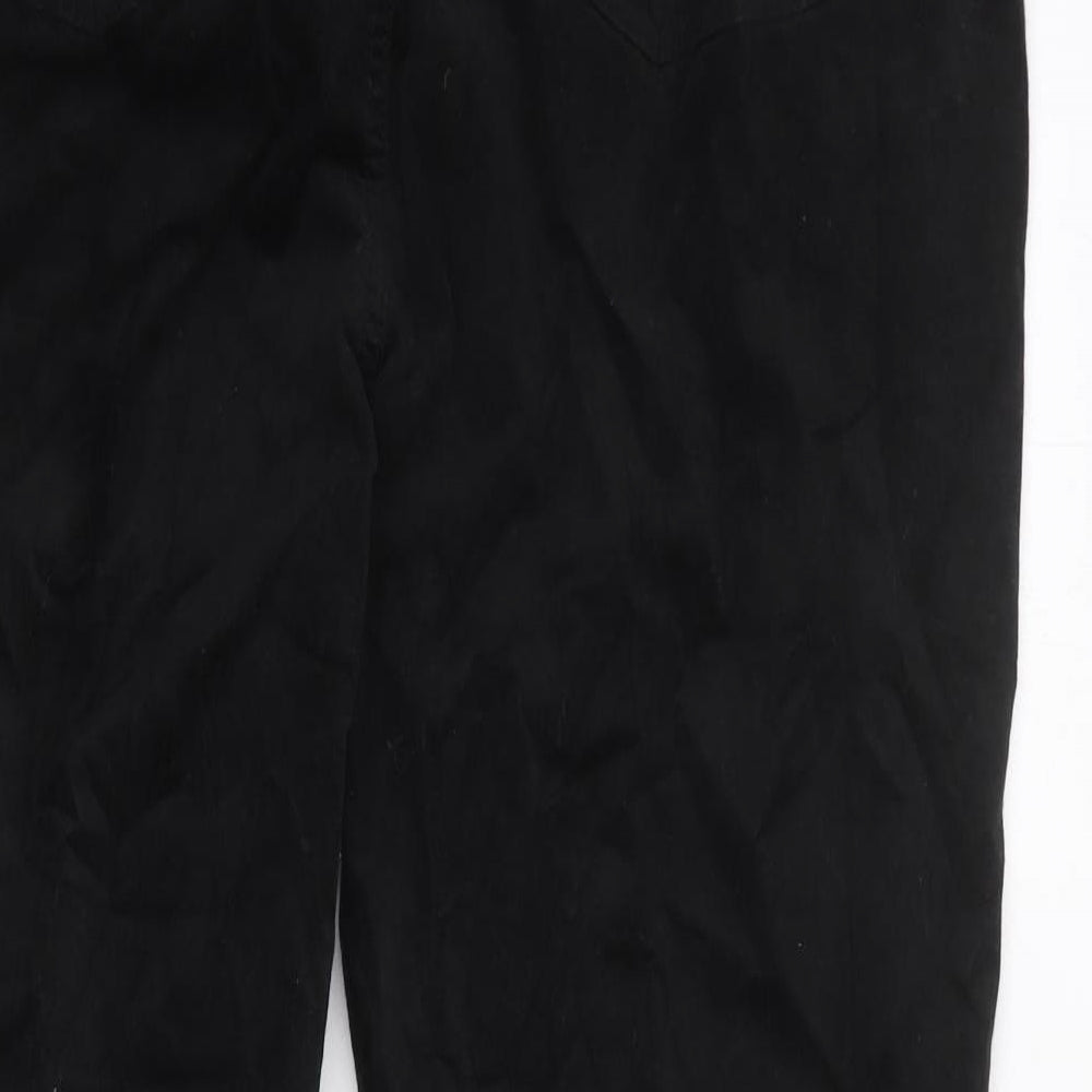 Marks and Spencer Womens Black Cotton Trousers Size 20 Regular Zip