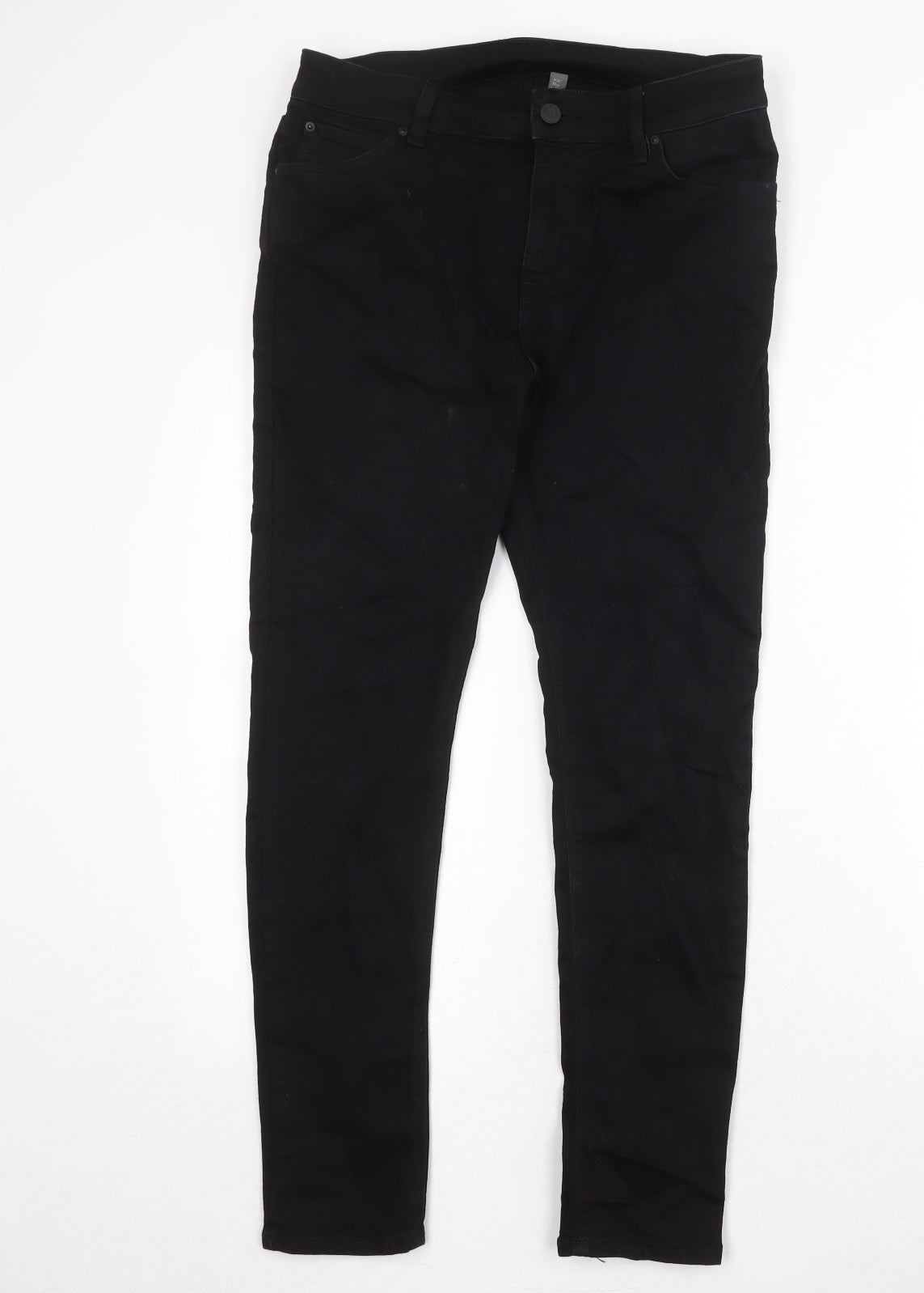 ASOS Mens Black Cotton Skinny Jeans Size 32 in Regular Zip